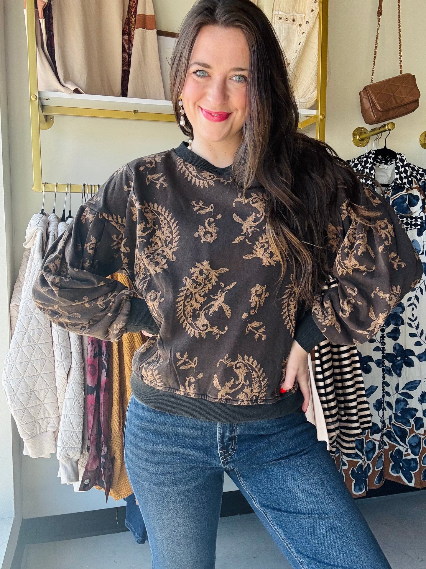 Paisley French Terry Pullover