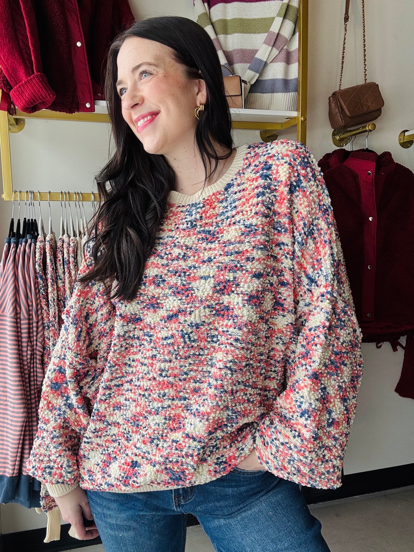 Multicolo oversized fuzzy sweater