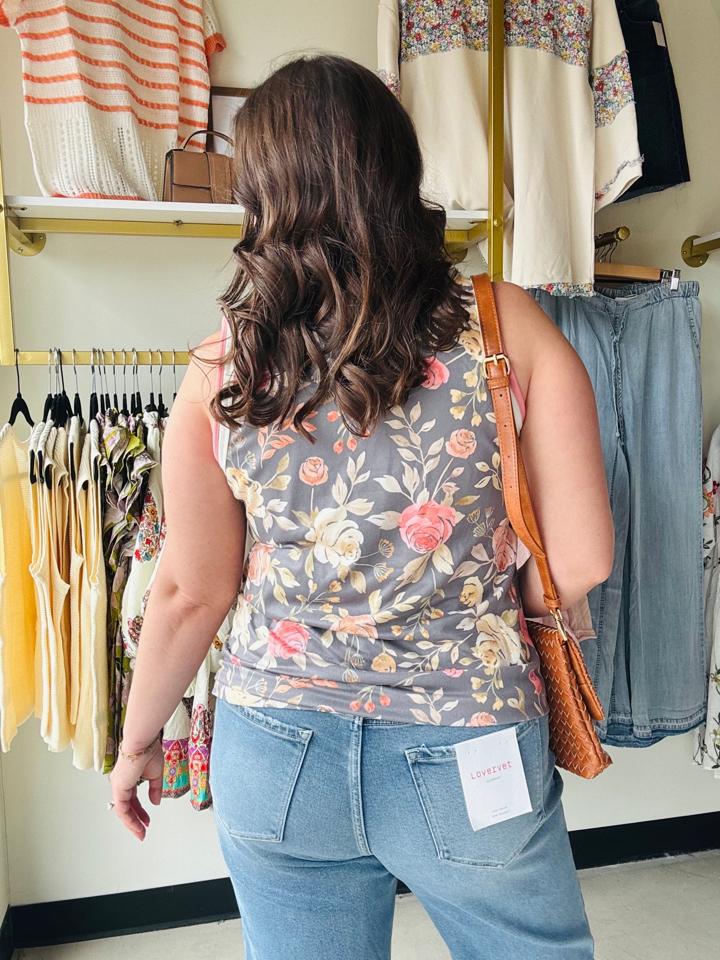 Grey Floral Double Trim Tank