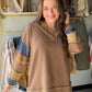 Camel Plaid Mix Thermal Top