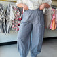 Navy Stripe Drawstring Parachute Pants