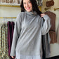 Grey Button Down Detail Turtleneck