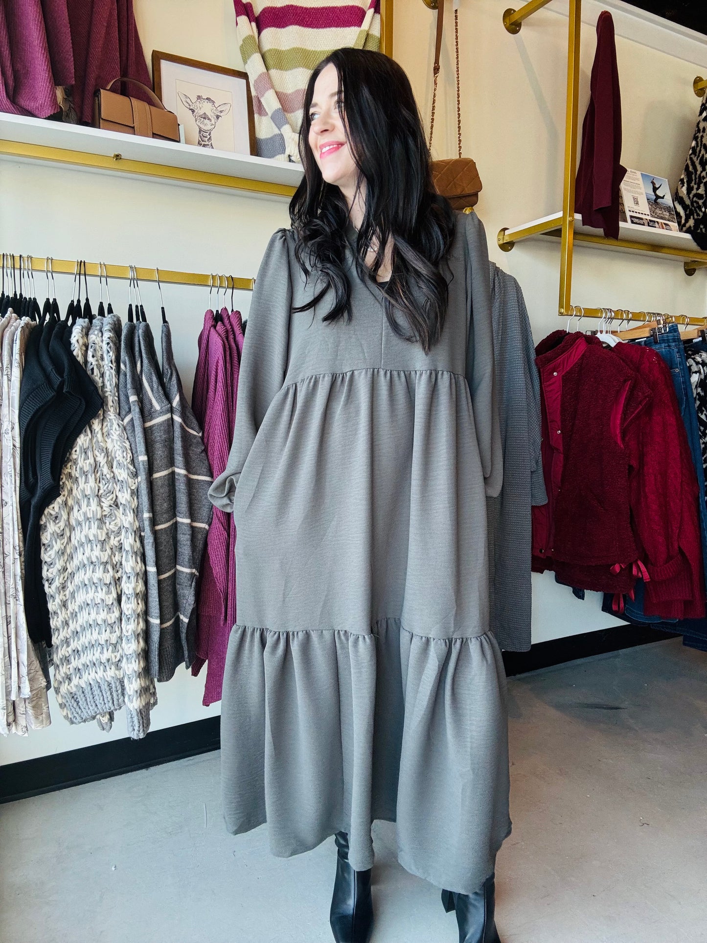 Charcoal Woven Maxi Dress