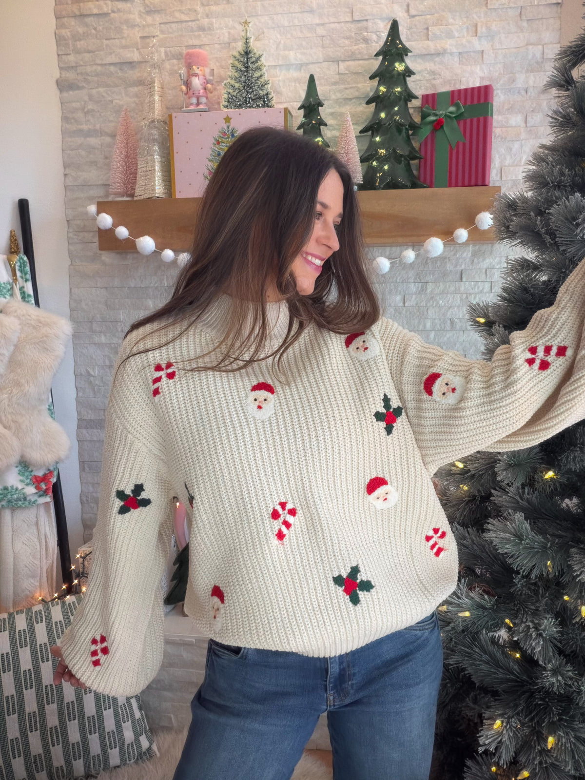 Christmas Motif Chenille Sweater