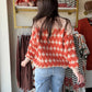 Rust Textured Button Up Sweater