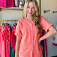 Robin Rose Button Knit Top - Coral