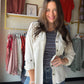 Cream Fringe Roll Tab Jacket