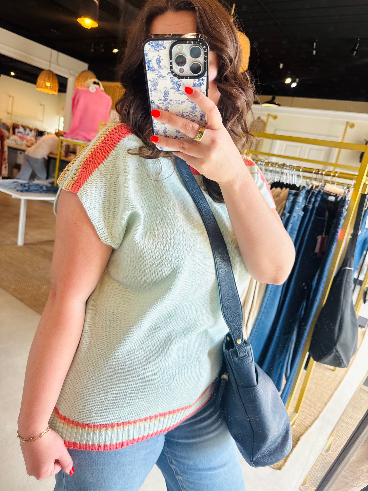 Misty Mint Combo Sweater Top