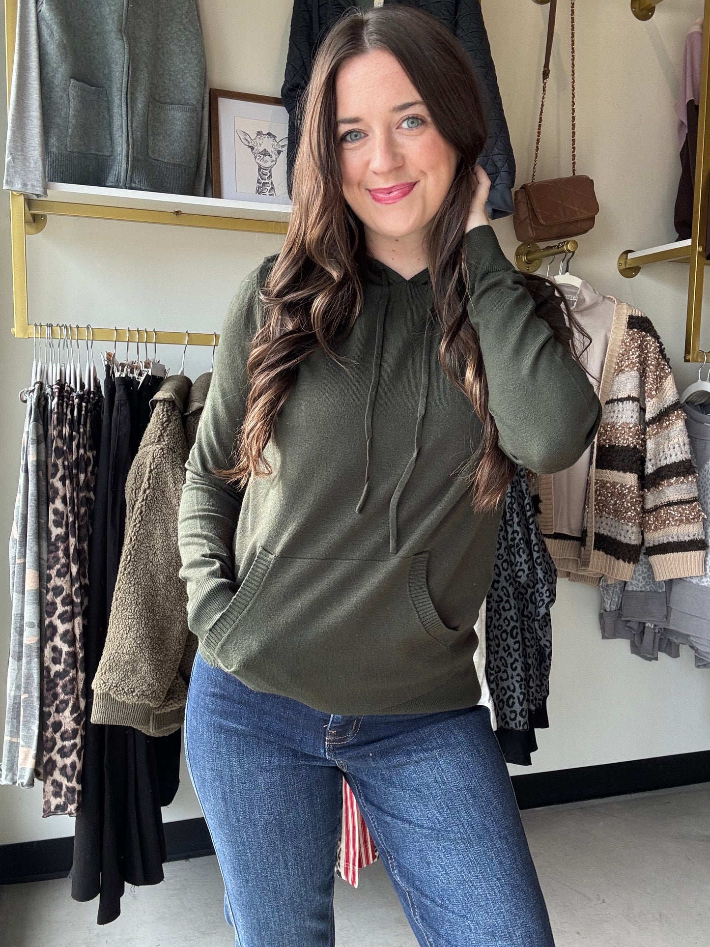 Dark Olive Sweater Hoodie