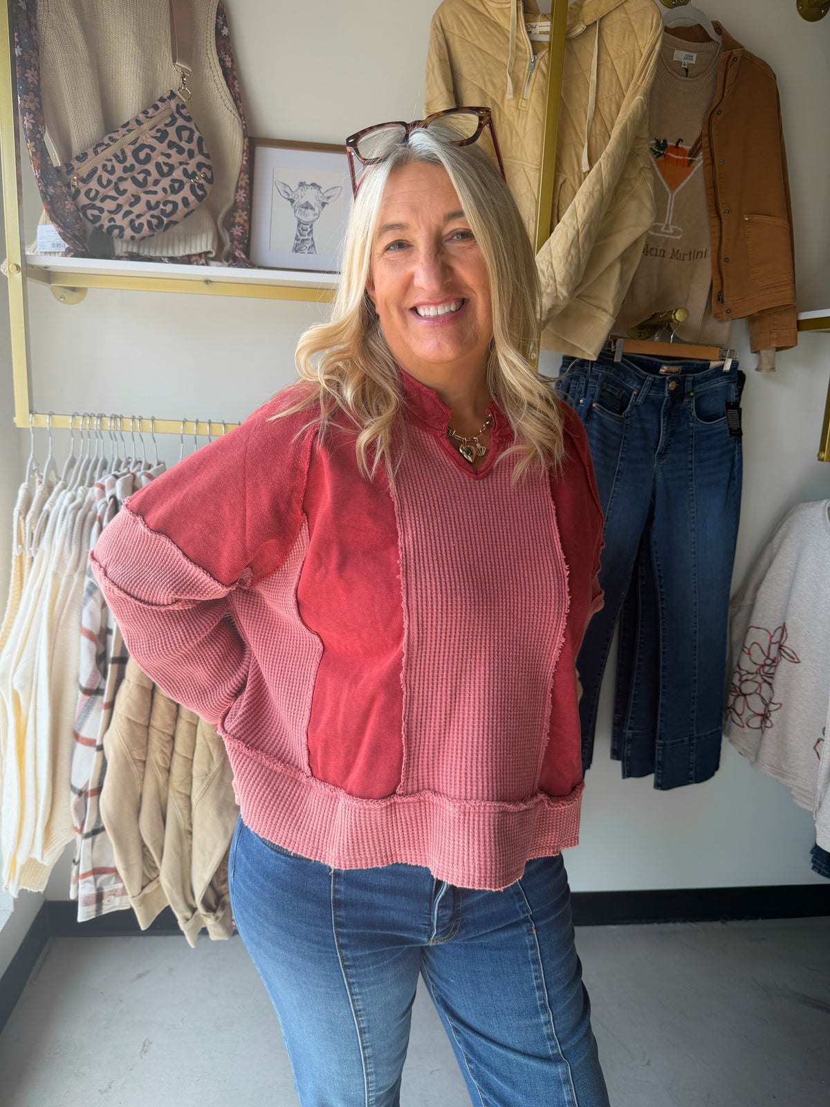 Scarlet Multi Texture Pullover