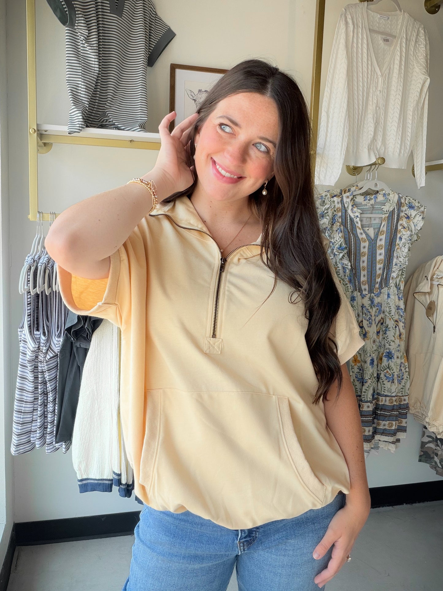 Taupe Short Sleeve Hoodie