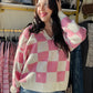 Pink & White Checkered Hoodie