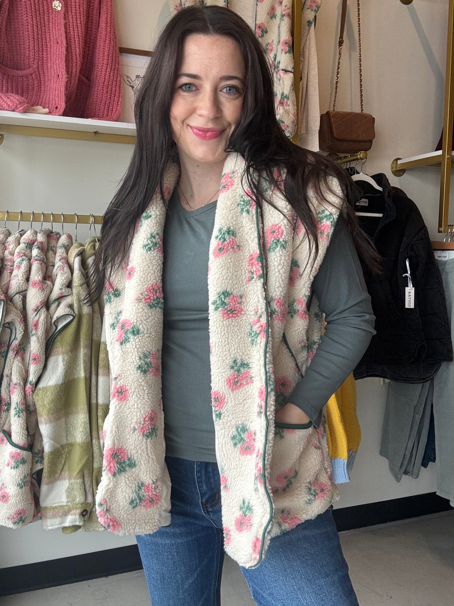 Dainty Floral Fleece Vest