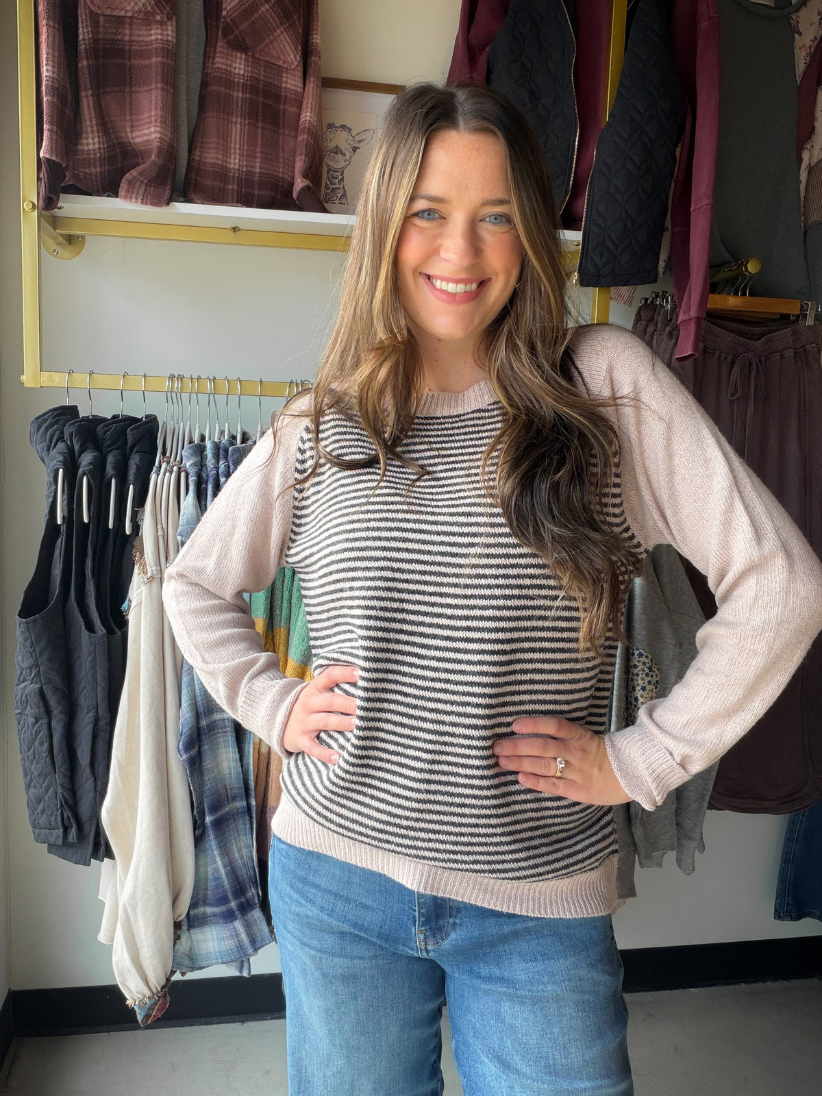 Black Striped Accent Sweater
