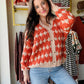 Rust Textured Button Up Sweater