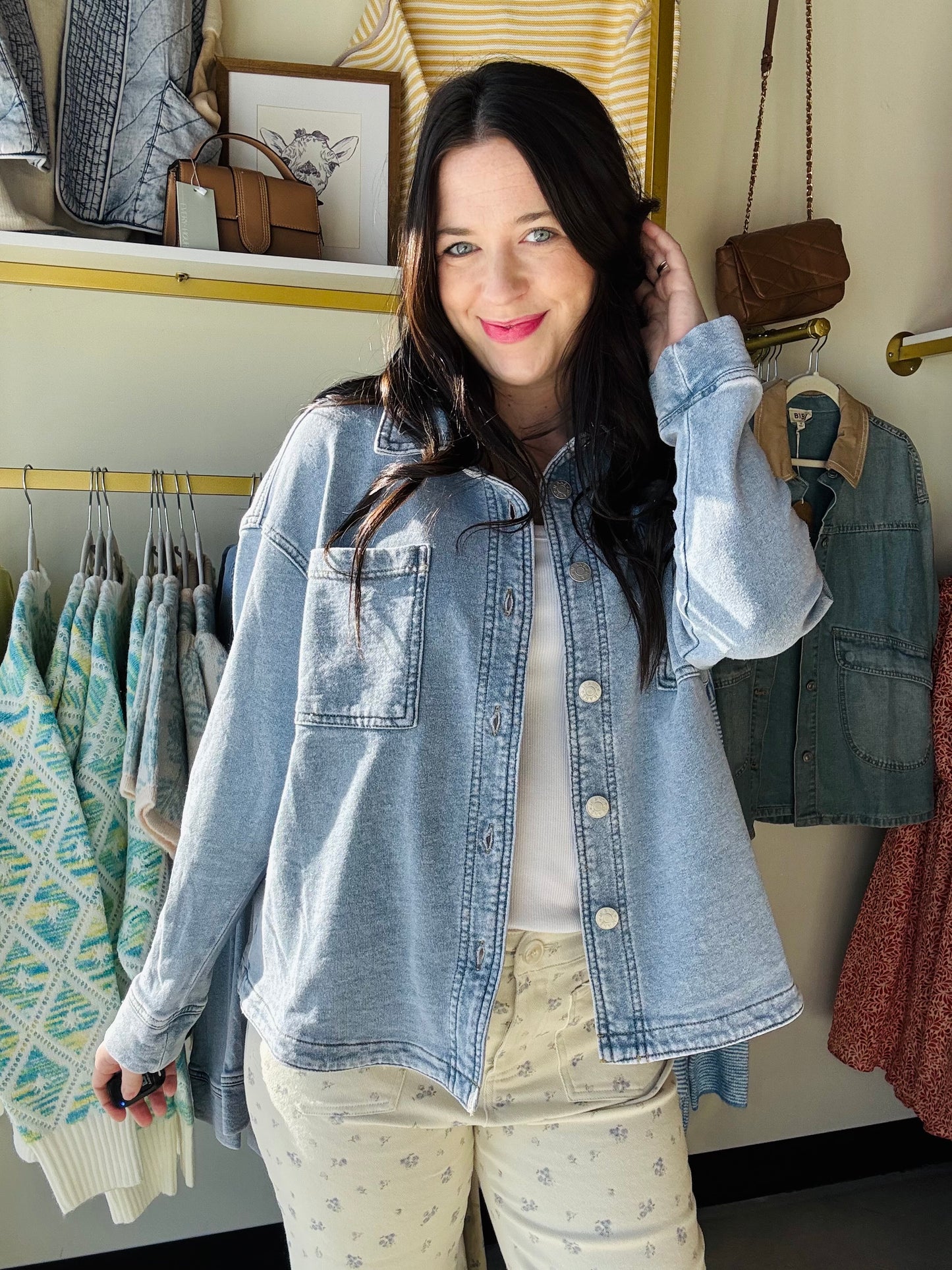 Light Denim Garment Dyed Shacket