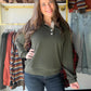 Olive Floral Neckline Henley