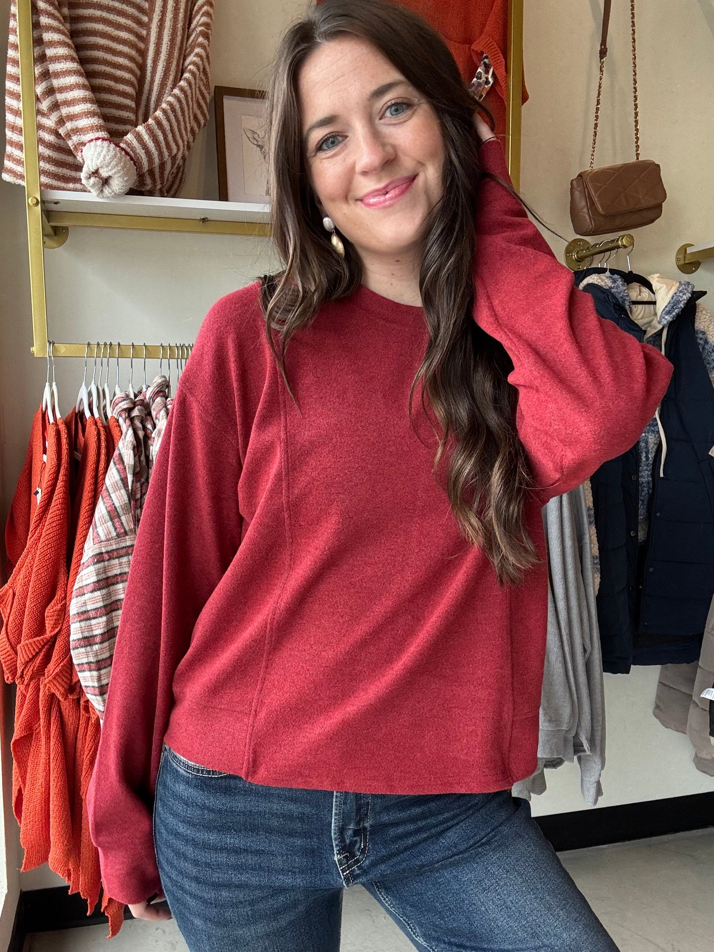 Crimson Heather Dream Knit Top