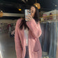 Rose Pink Chunky Knit Cardigan