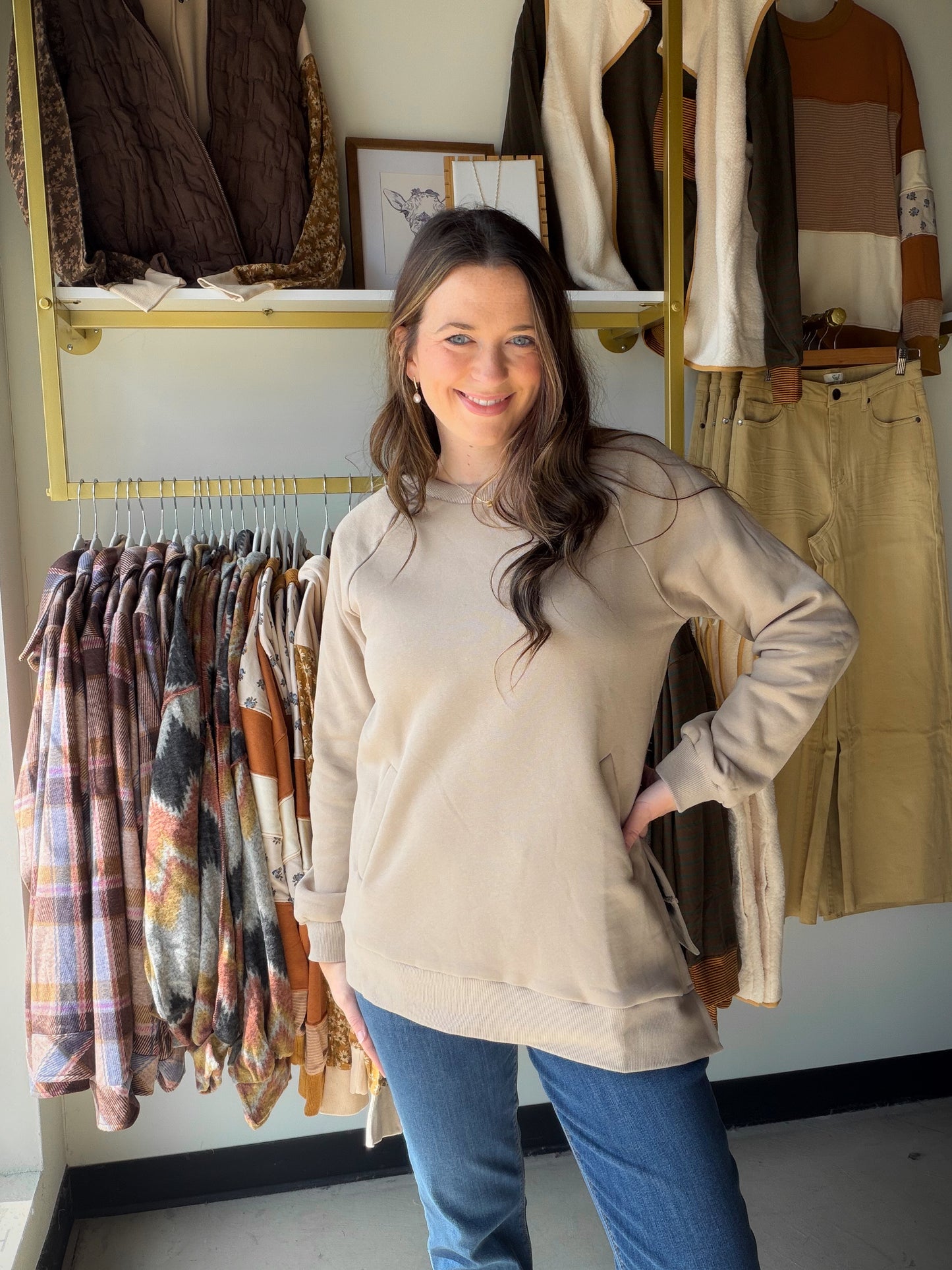 Taupe Asymmetric Sweatshirt