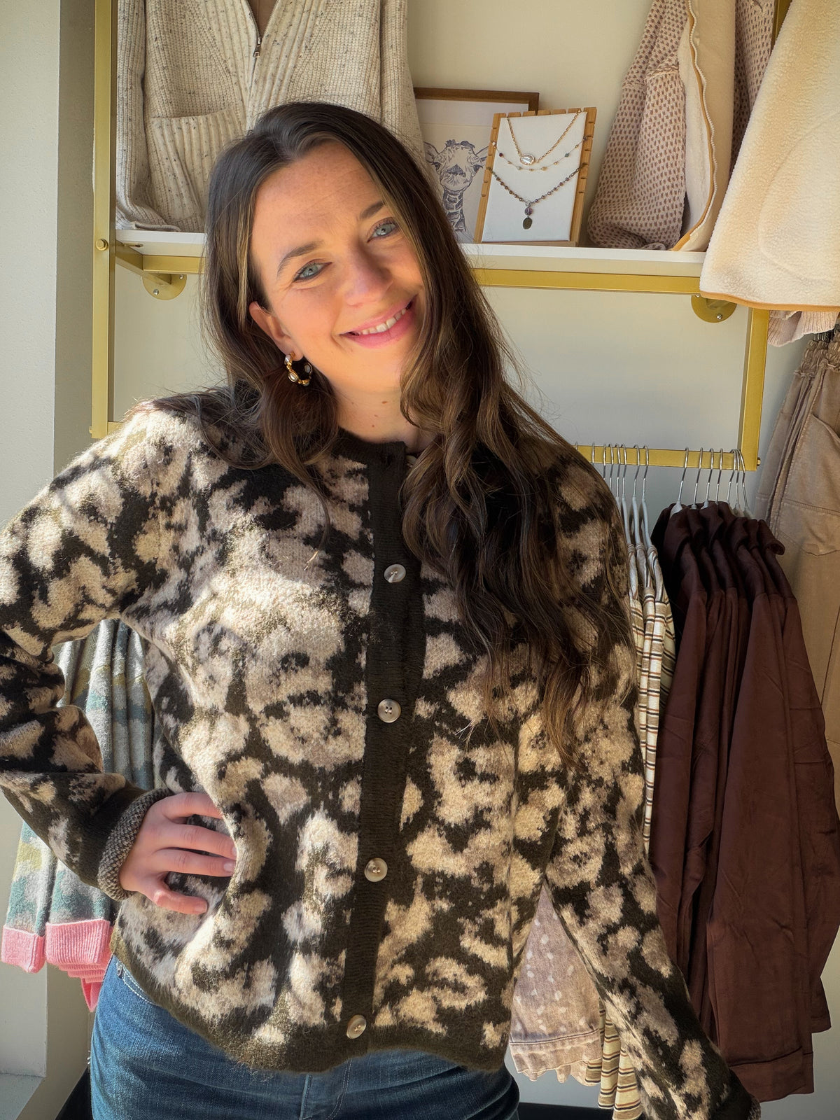 Sadie Animal Print Knit Cardigan