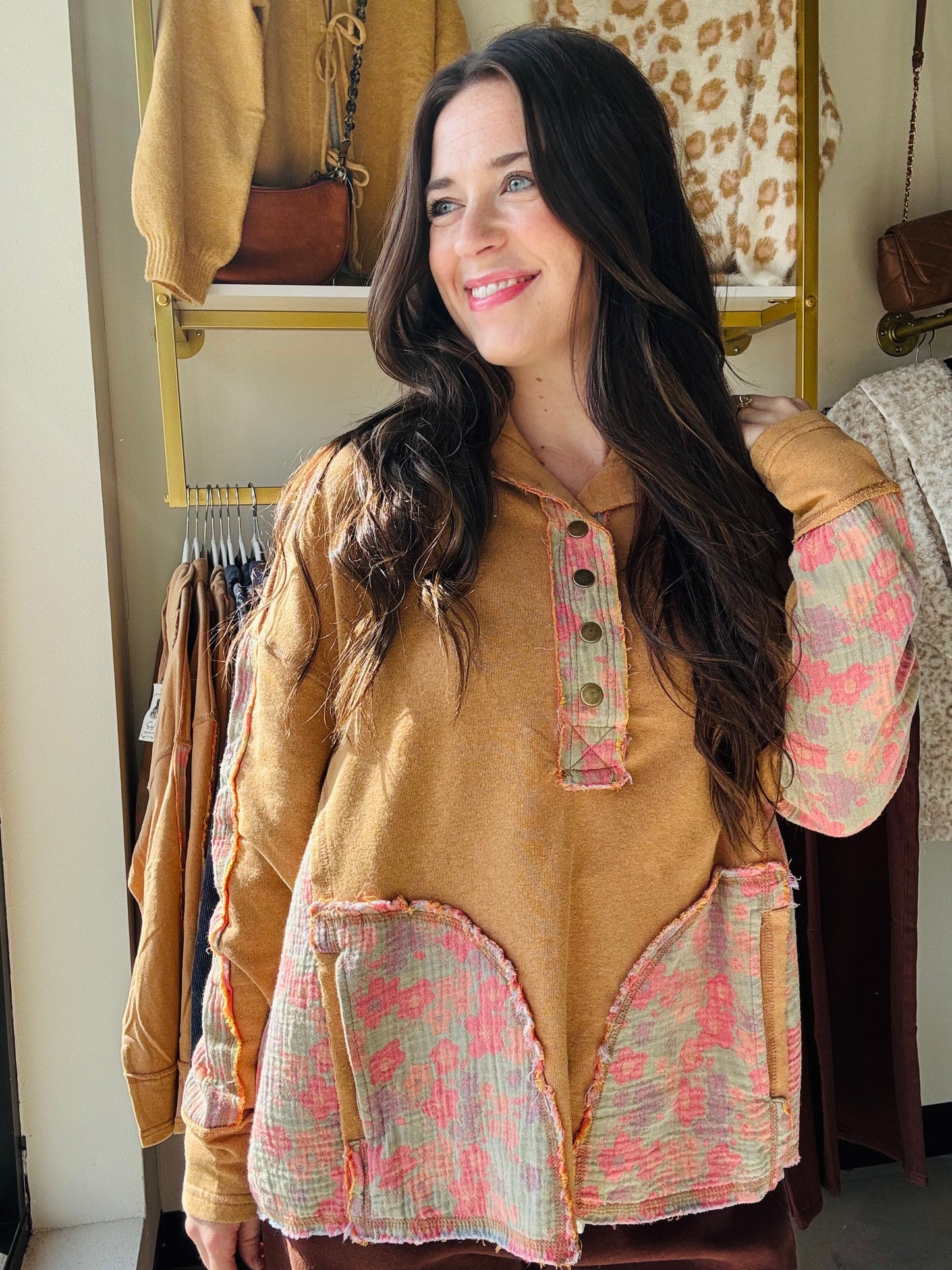 Camel Collared Accent Pullover