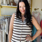 Brown Stripe Crochet Button Tank