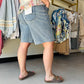 Wide-Leg Denim Bermuda Shorts - Light Wash