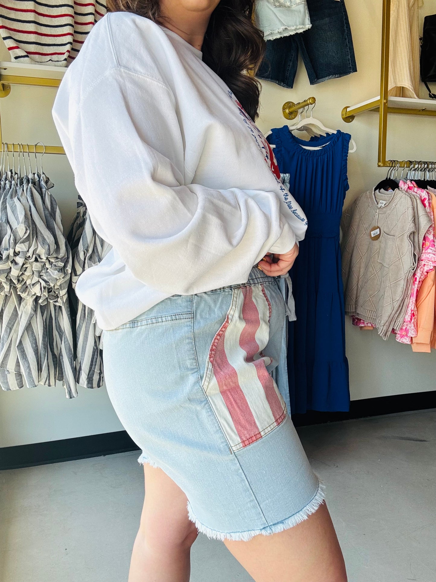 Americana Denim Shorts - High Rise, Raw Hem