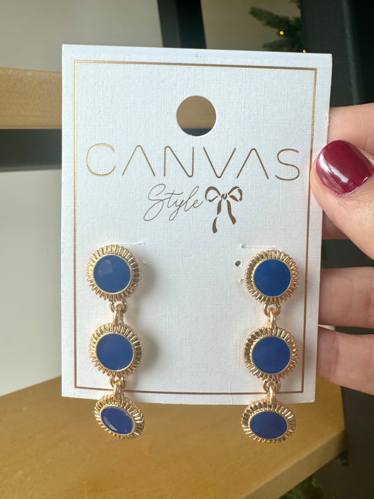 Mary Enamel Disc Earrings - Blue