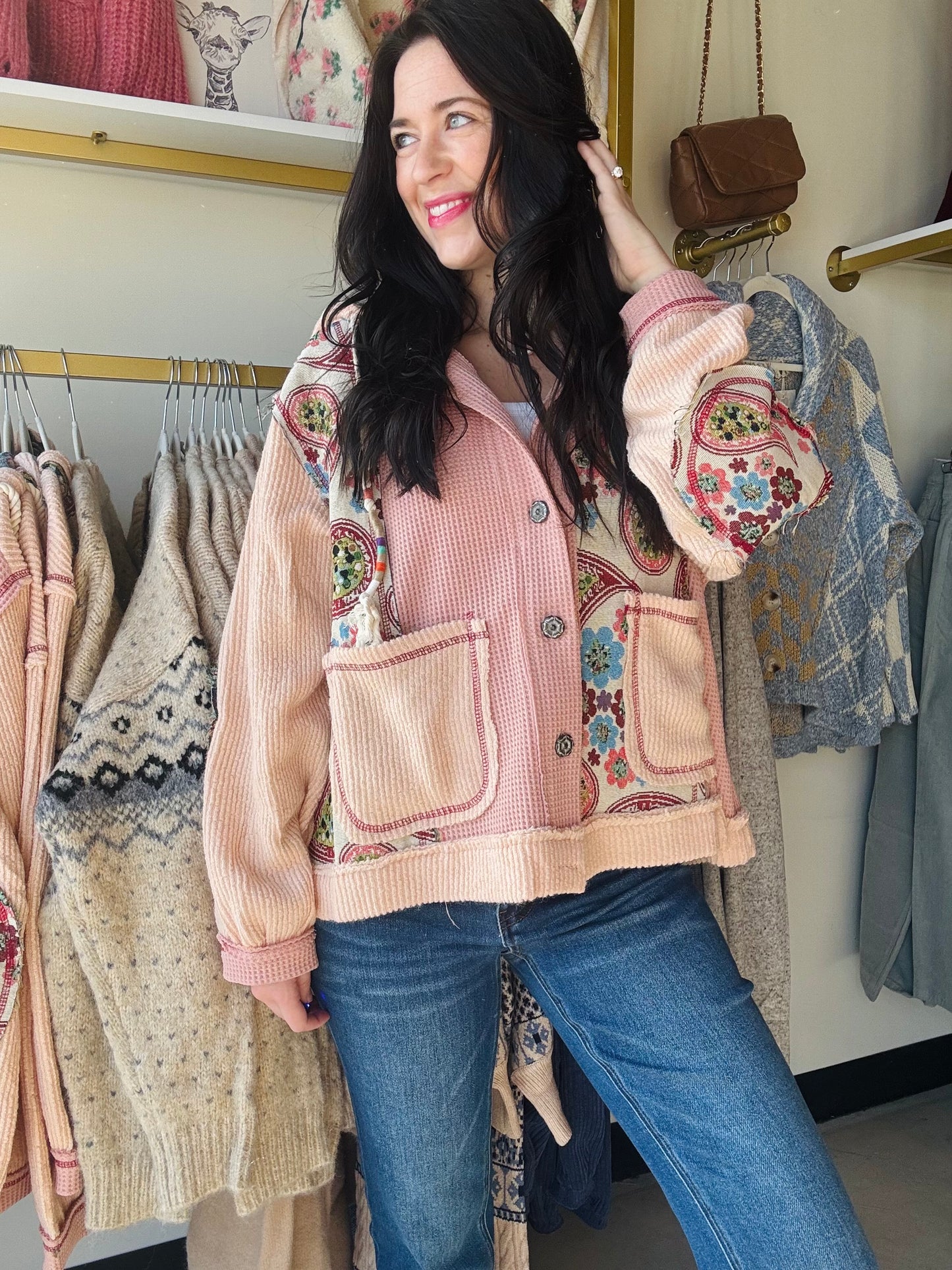 Rose Pink Placket Hoodie