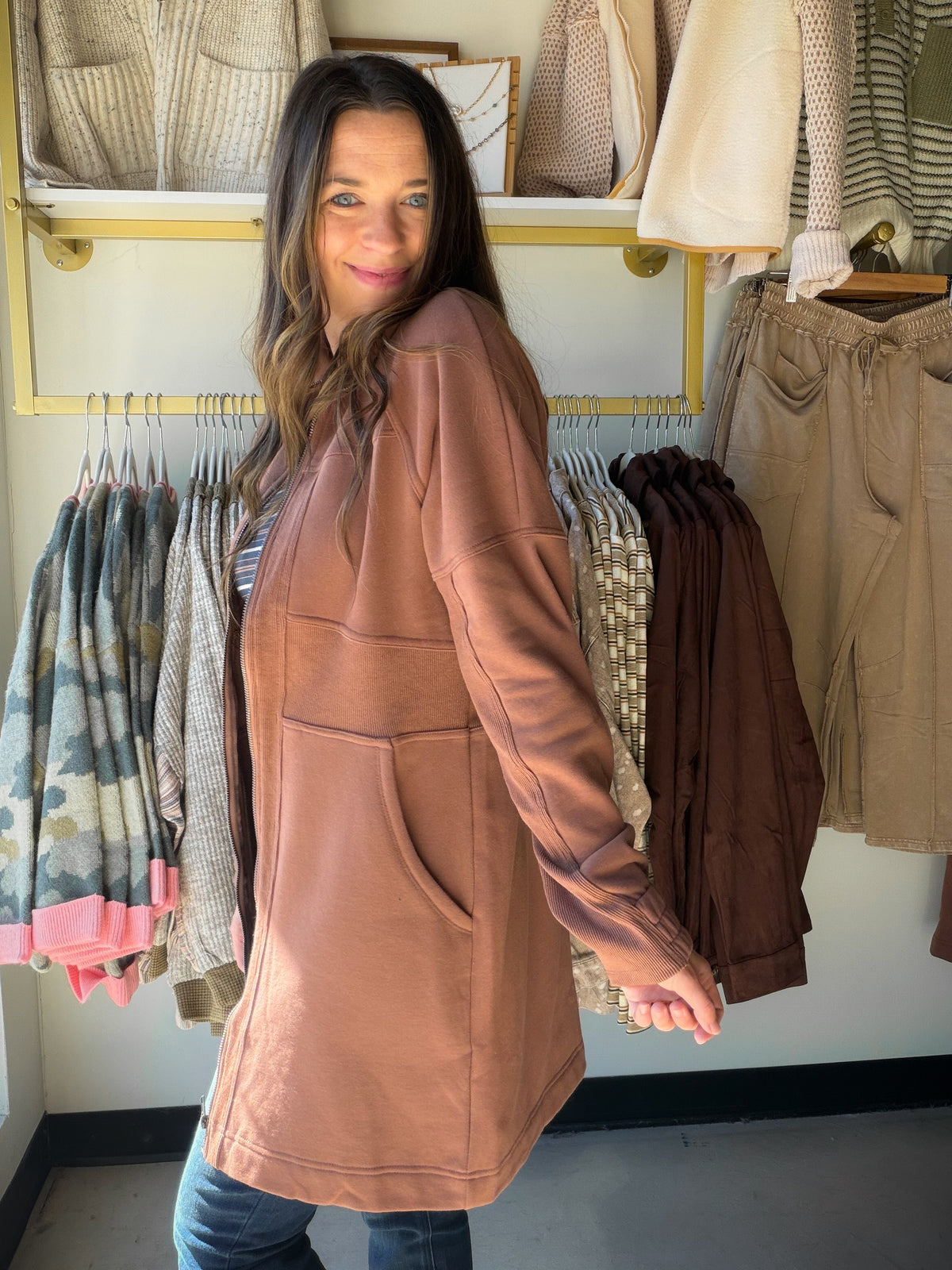 Brown Zip Up Tunic