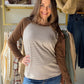Brown Pinstripe Baseball Sleeve Sweater