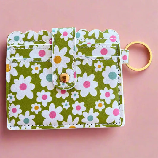 Keychain Wallet - Green Daisy