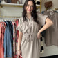 Taupe Collared Cinch Dress