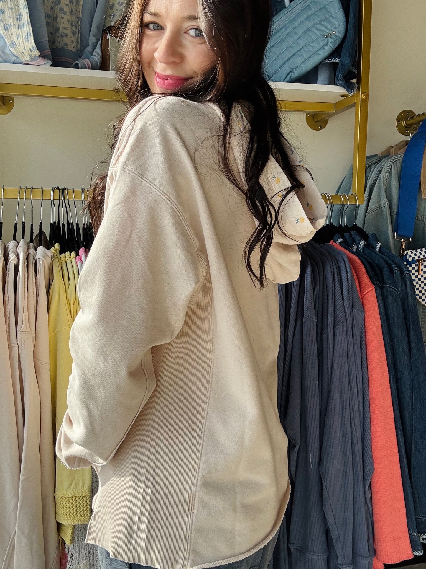 Ecru Mineral Washed Hoodie