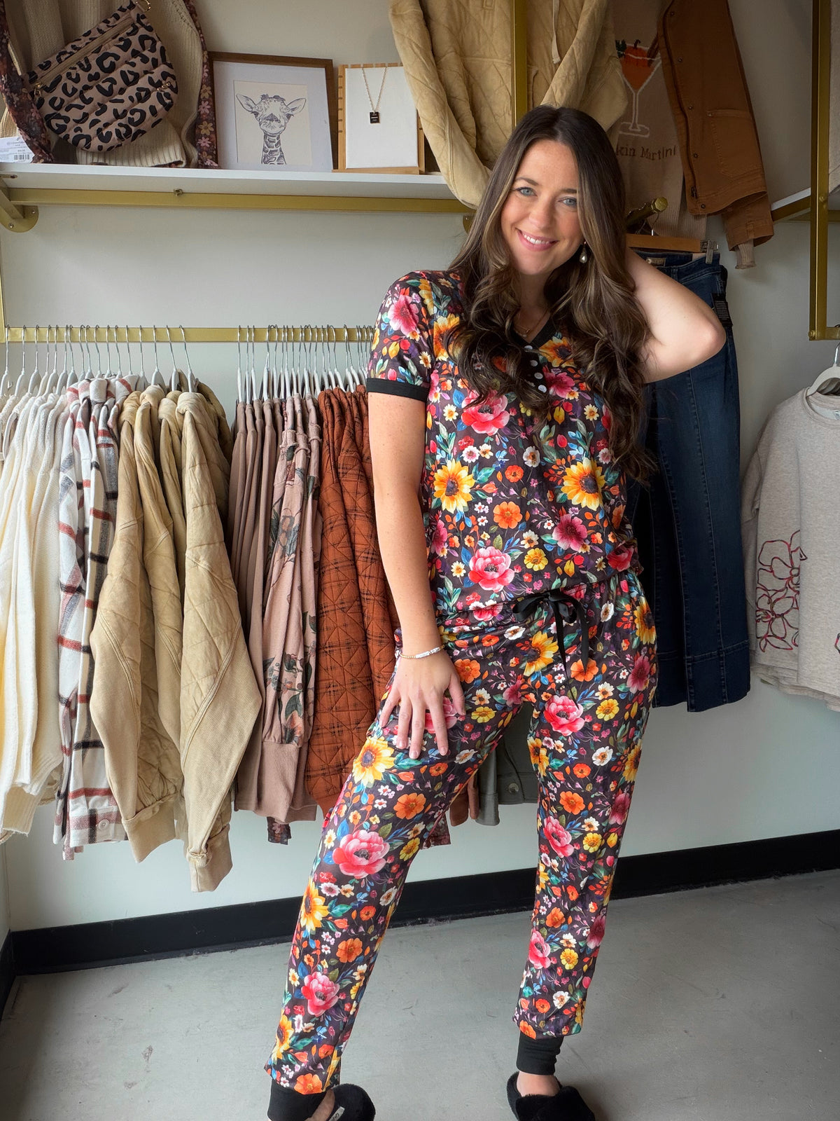 Black Sunflower Shirley PJ Set