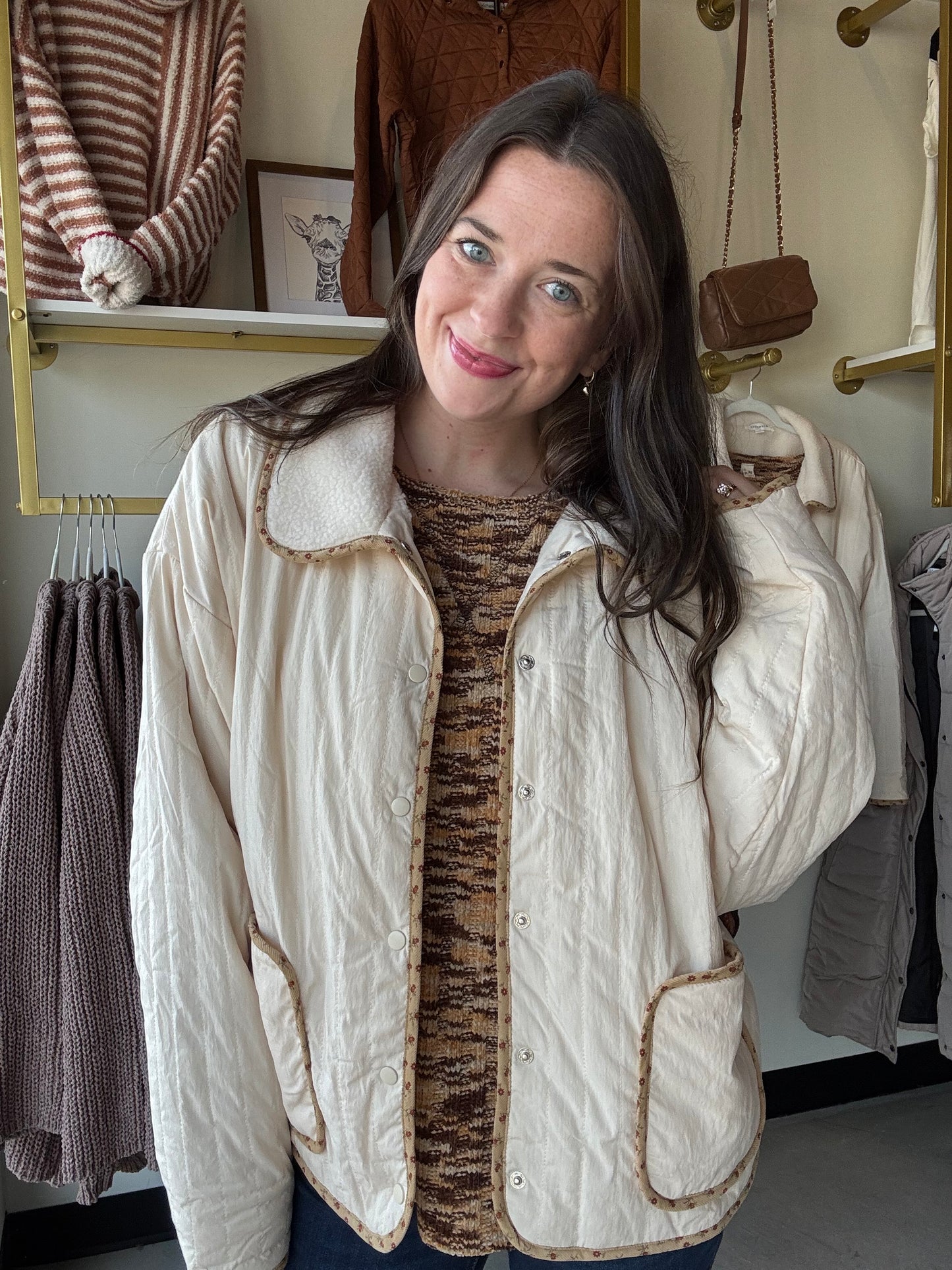 Cream Floral Accent Jacket