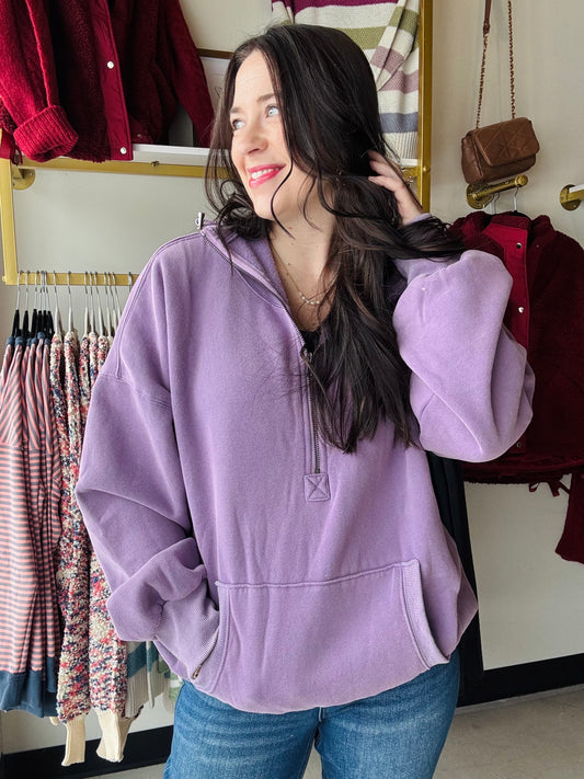 Periwinkle Elastic Hem Hoodie