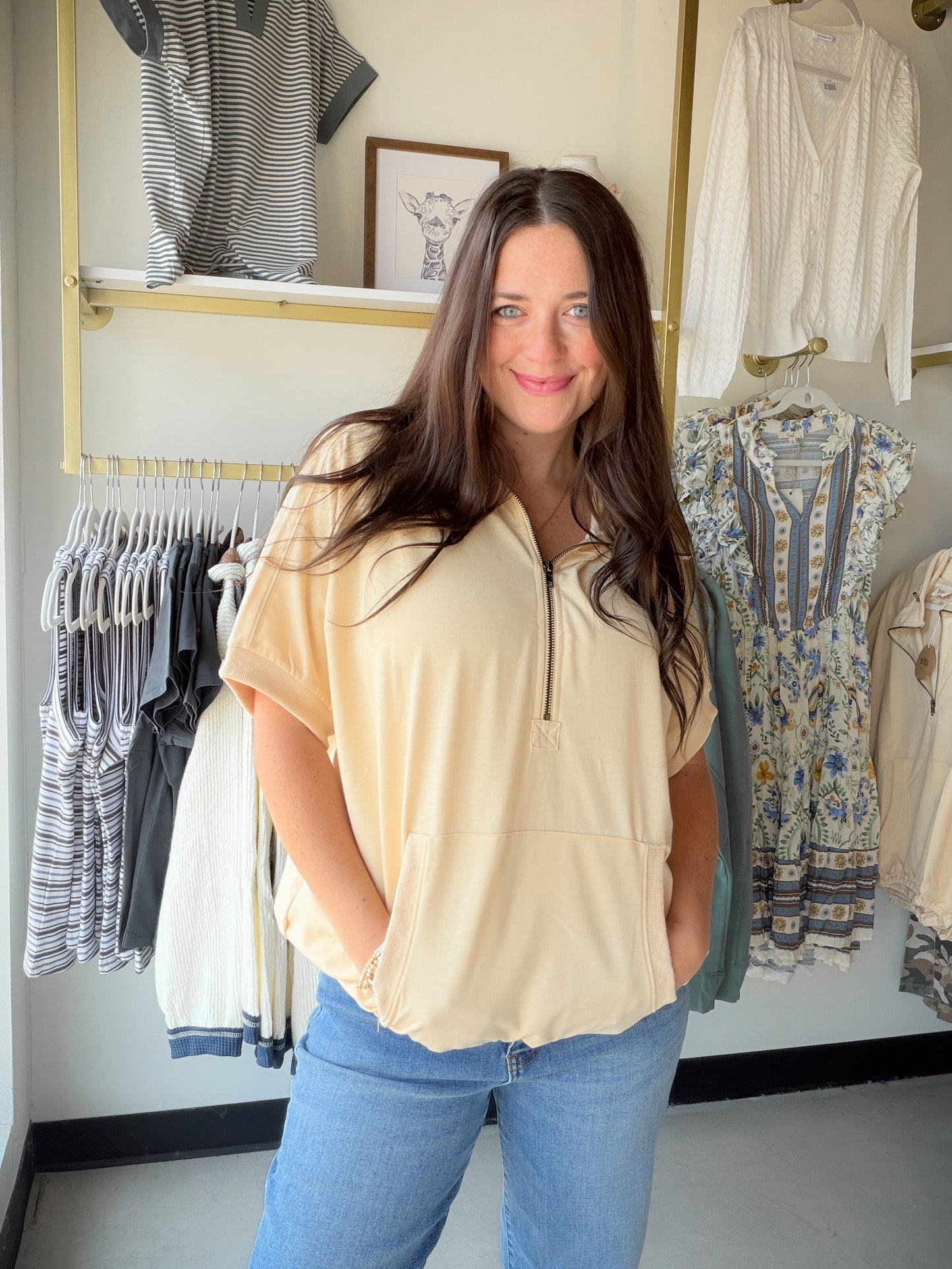 Taupe Short Sleeve Hoodie