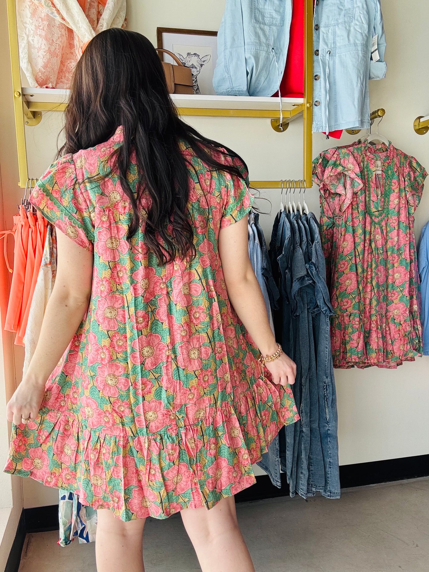 Pink & Green Mix Floral Dress