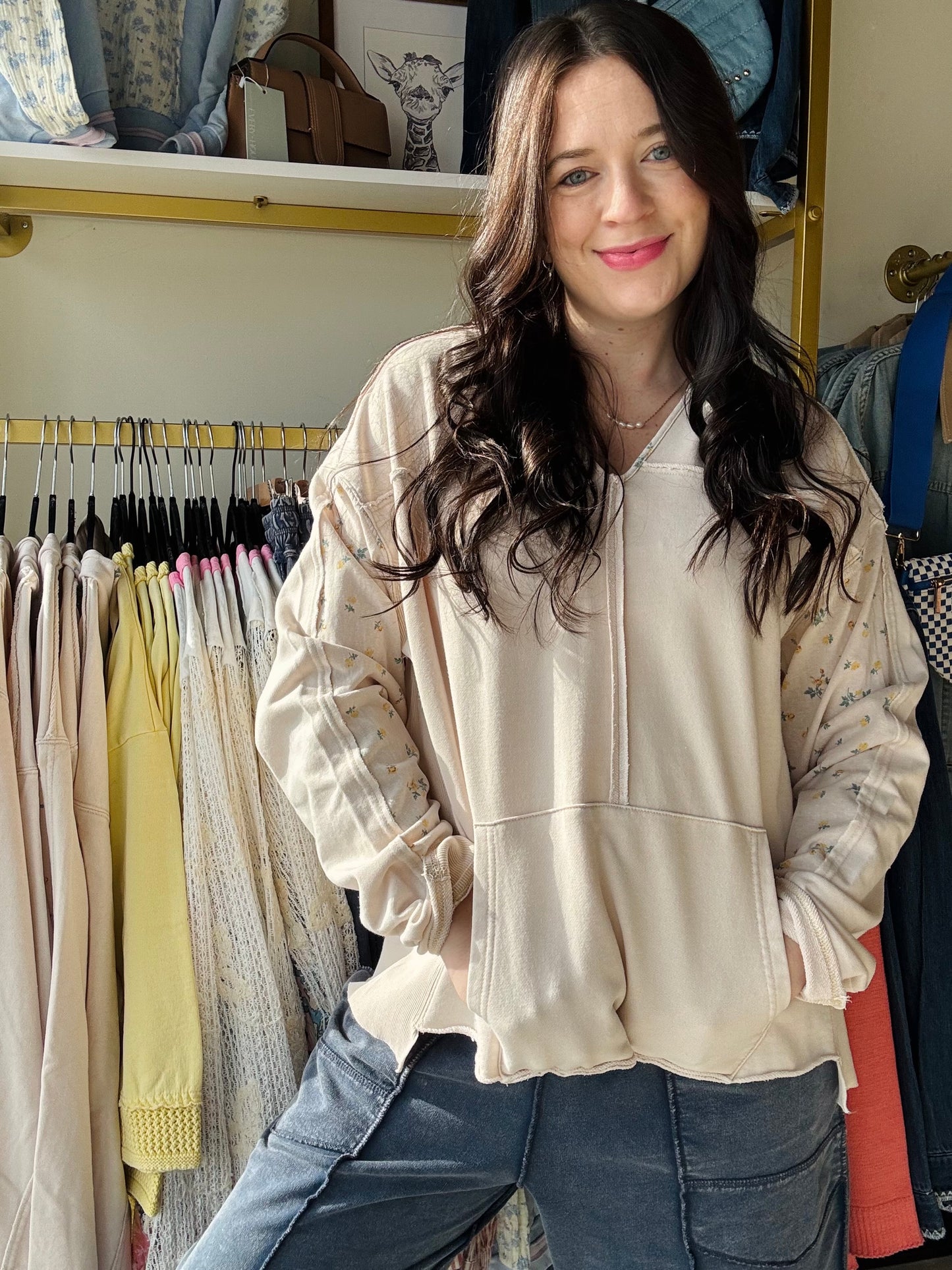 Ecru Mineral Washed Hoodie