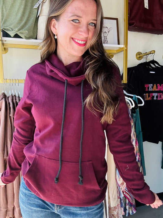 Dark Burgundy Funnel Neck Sweatshirt