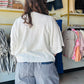 White Melange Half Sleeve Cardigan