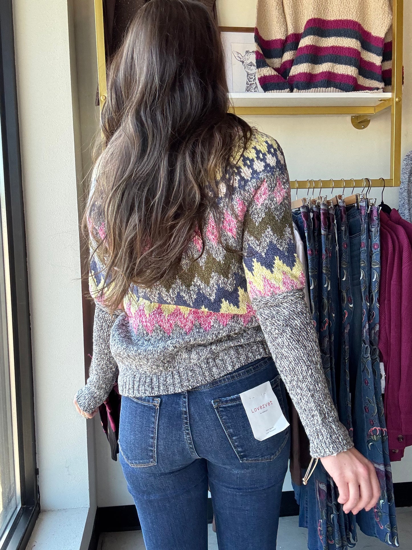 Intarsia Ribbed Sweater