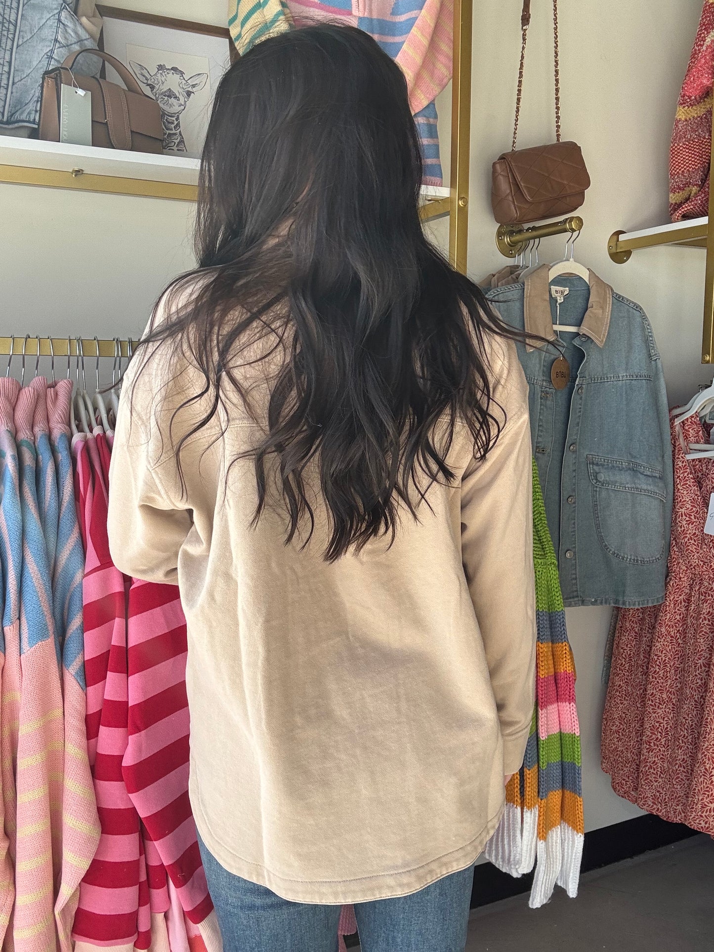 Khaki Distressed Button Down