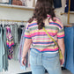 Multi Stripe Crochet Button Up