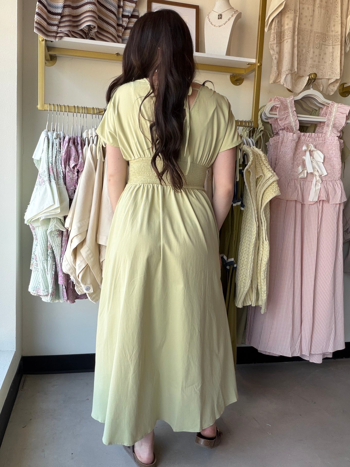 Pistachio Floral Appliqué Maxi Dress