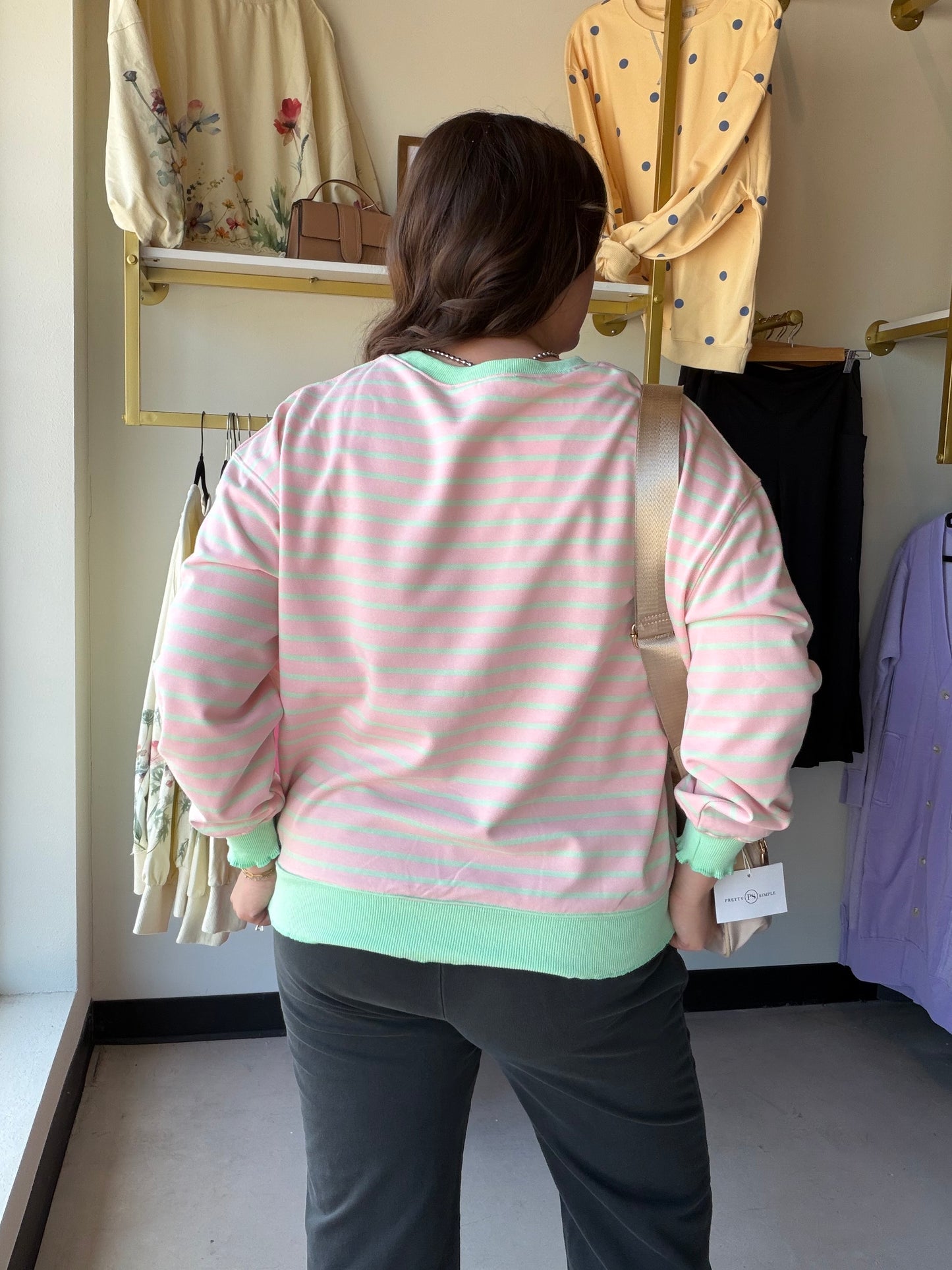 Pink Combo Lettuce Hem Pullover