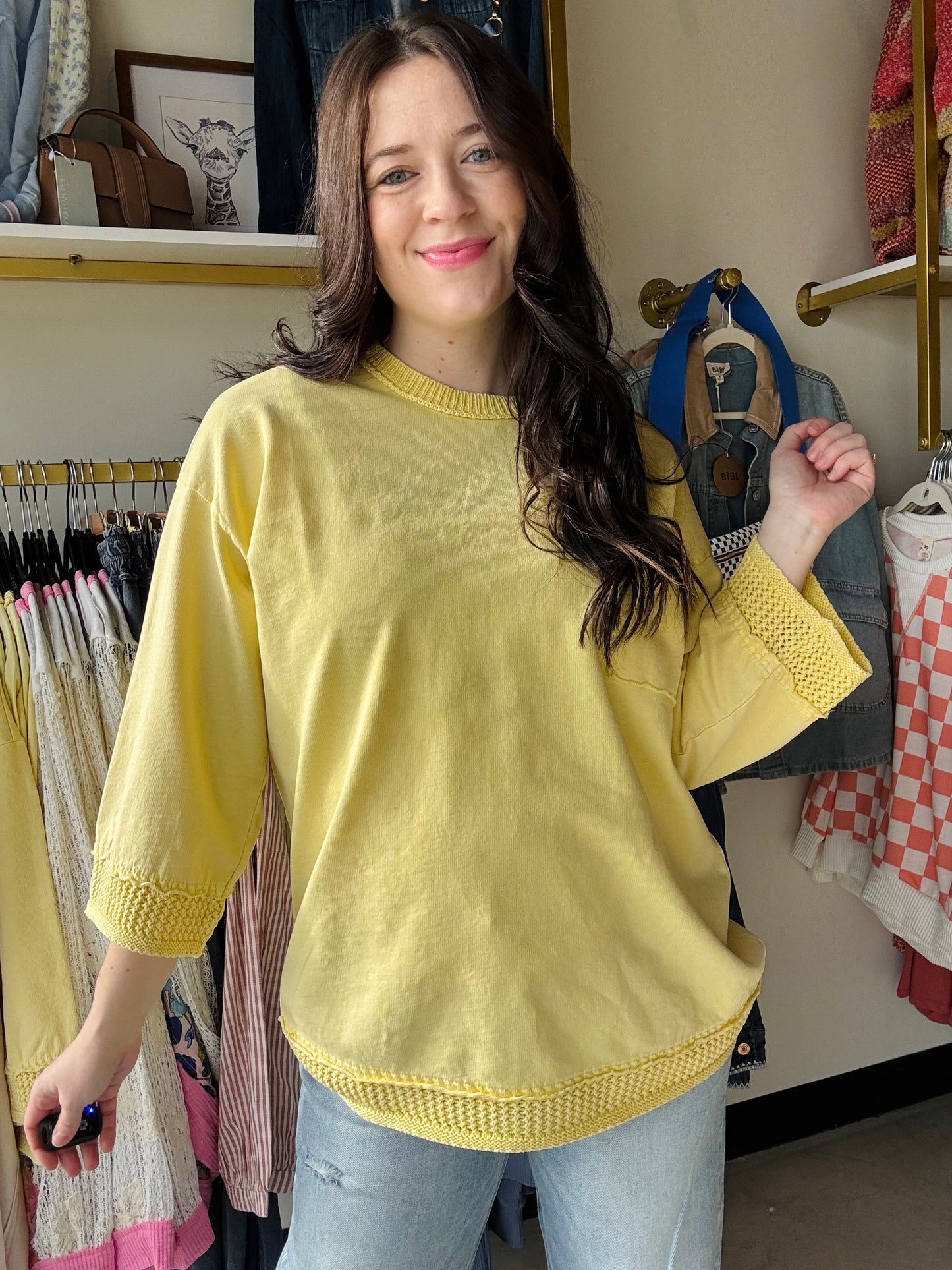 Yellow Mineral Wash Pullover